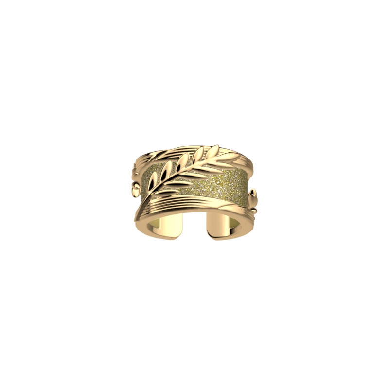CUIR BAGUE LES GEORGETTES JAUNE CITRONNE / BLE DORE 12MM