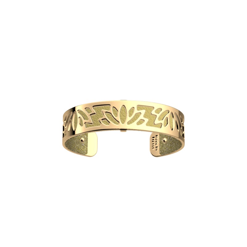 CUIR MANCHETTE LES GEORGETTES JAUNE CITRONNE / BLE DORE 14MM