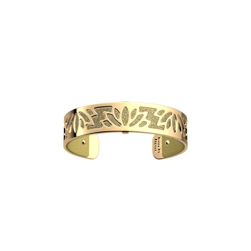 CUIR MANCHETTE LES GEORGETTES JAUNE CITRONNE / BLE DORE 14MM