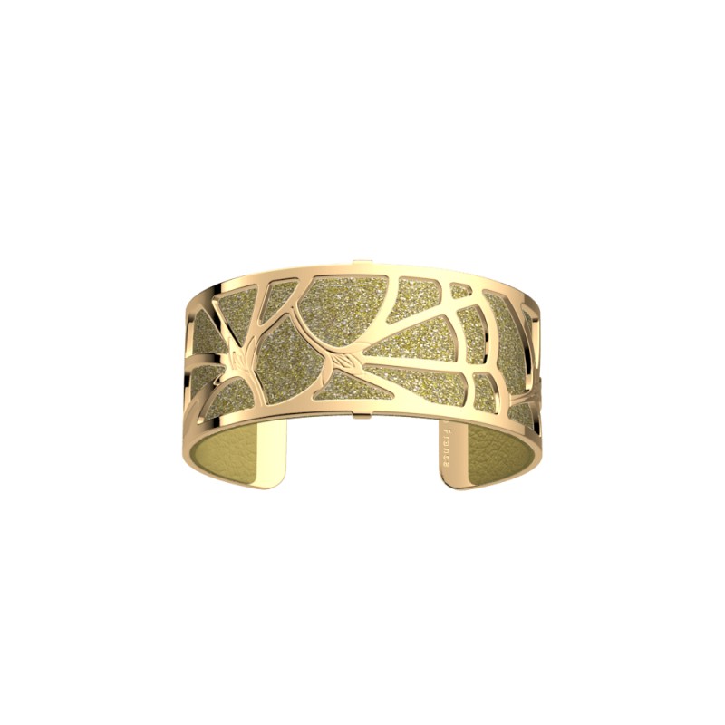 CUIR MANCHETTE LES GEORGETTES JAUNE CITRONNE / BLE DORE 25MM