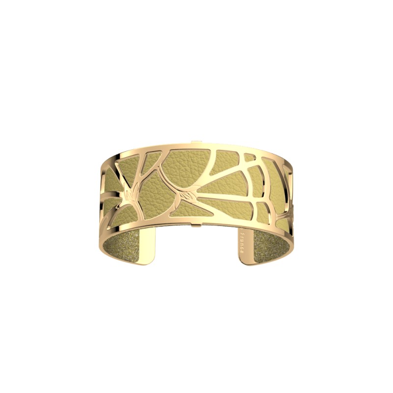 CUIR MANCHETTE LES GEORGETTES JAUNE CITRONNE / BLE DORE 25MM