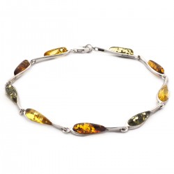 Bracelet Carador argent 925/000ème multiples couleurs ambre forme goutte d'eau