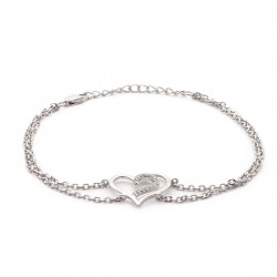 Bracelet argent femme Carador motif double coeur