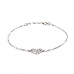 Bracelet en argent motif coeur incrusté d'oxydes de zirconium