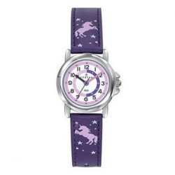 Montre Certus fille bracelet cuir violet motif licorne