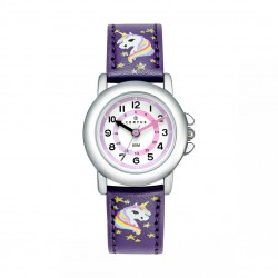 Montre Certus fille bracelet cuir violet motif licorne