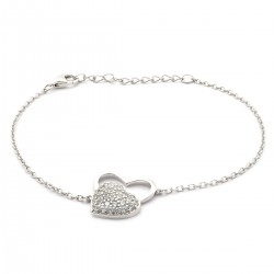 Bracelet argent femme Carador motif deux coeurs