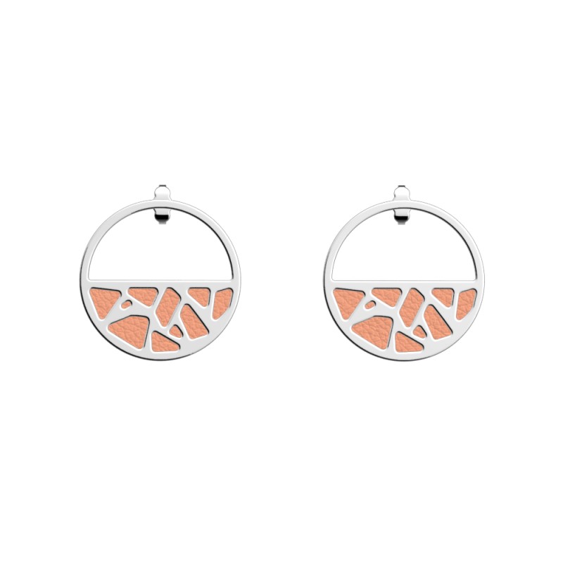 CUIR BOUCLES D'OREILLES LES GEORGETTES BARBE A PAPA / ROUGE ACIDULE 30MM