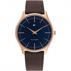 Montre homme tommy hilfiger collection Seul Le Temps en cuir marron