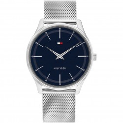 Montre Homme tommy hilfiger seul le temps acier couleur argent et bleue