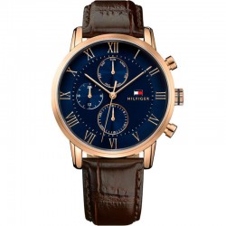 Montre homme tommy hilfiger collection Kane en cuir marron