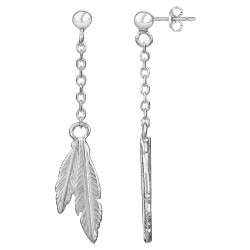 boucles d'oreilles Pendantes Carador en argent 925/000 motif feuille