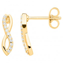 Boucles d'oreilles Femme plaqué or et oxydes de zirconium motif infini carador