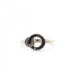 Bague ronds  enrelacés serti d'oxydes de zirconium noir et blanc JR5925