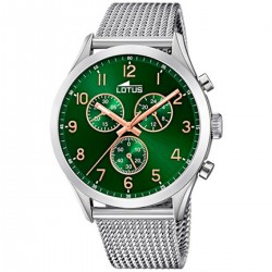 Montre Chrono Lotus homme maille milanaise et cadran vert