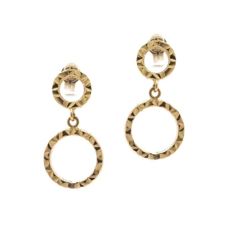 BOUCLES D'OREILLES CARADOR DOUBLES ANNEAUX OR JAUNE 375/000