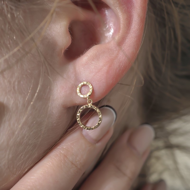 BOUCLES D'OREILLES CARADOR DOUBLES ANNEAUX OR JAUNE 375/000