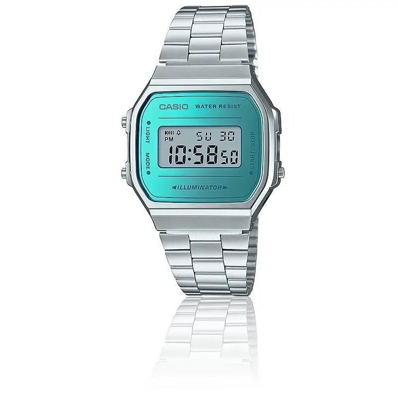 Montre digitale Casio collection Vintage bracelet acier argenté