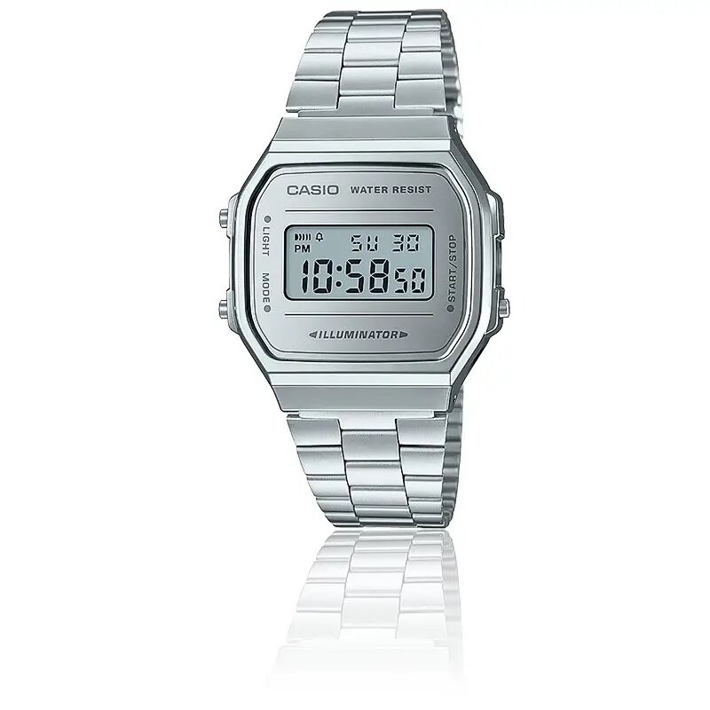 Montre digitale Casio collection Vintage bracelet acier argenté