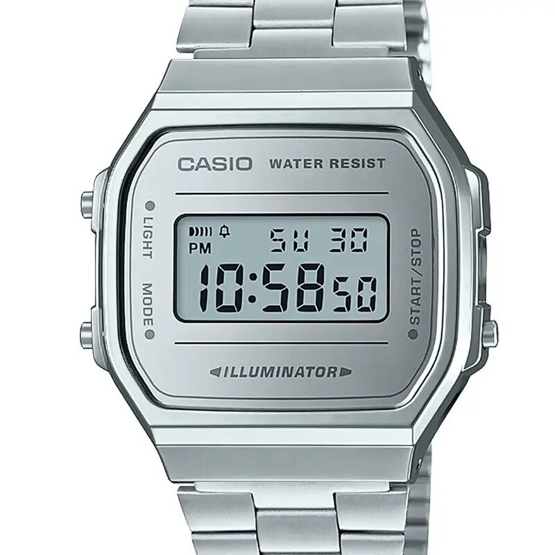 Montre digitale Casio collection Vintage bracelet acier argenté