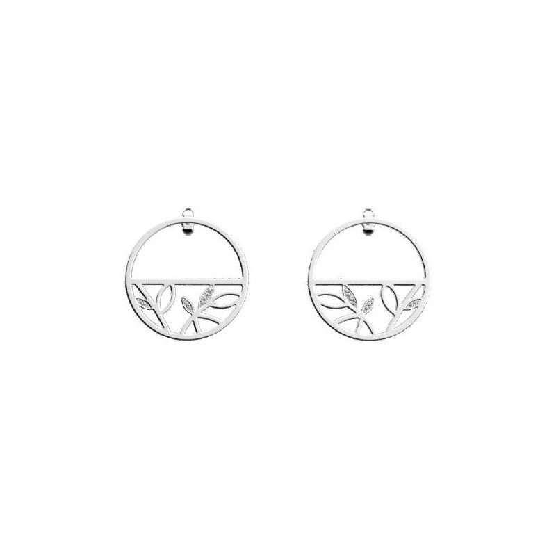 BOUCLES D'OREILLES LES GEORGETTES ARBRE DE VIE LAITON ARGENTÉ 30 MM