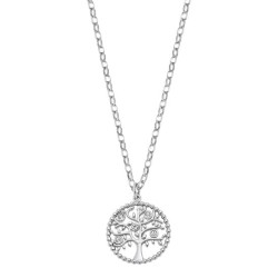 COLLIER FEMME LOTUS STYLE ARBRE DE VIE ARGENTE