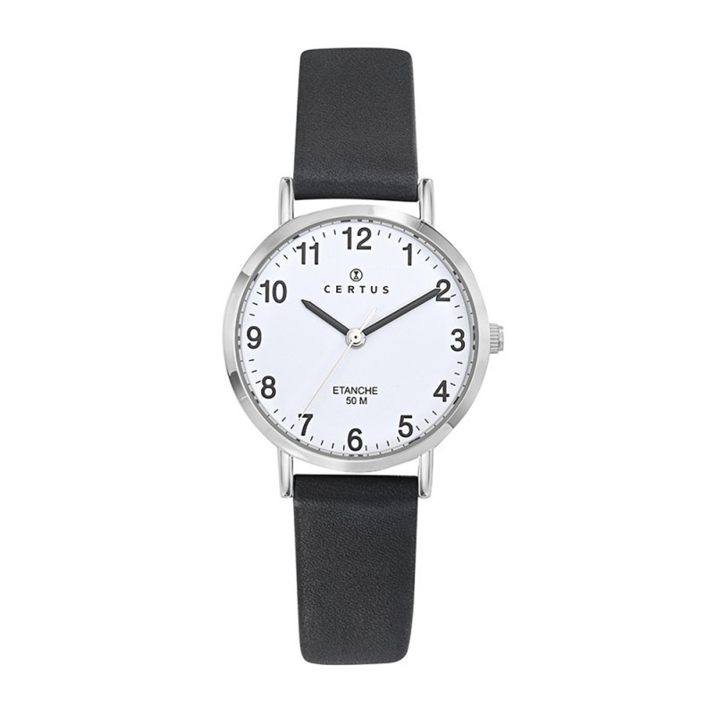 Montre analogique Certus bracelet cuir noir