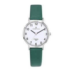 MONTRE CERTUS FEMME ACIER CUIR VERT