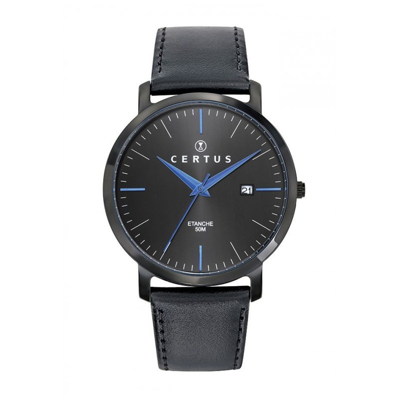 Montre analogique Certus bracelet cuir noir