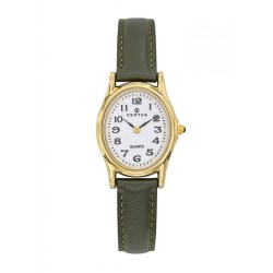 MONTRE CERTUS FEMME ACIER DORÉ CUIR VERT