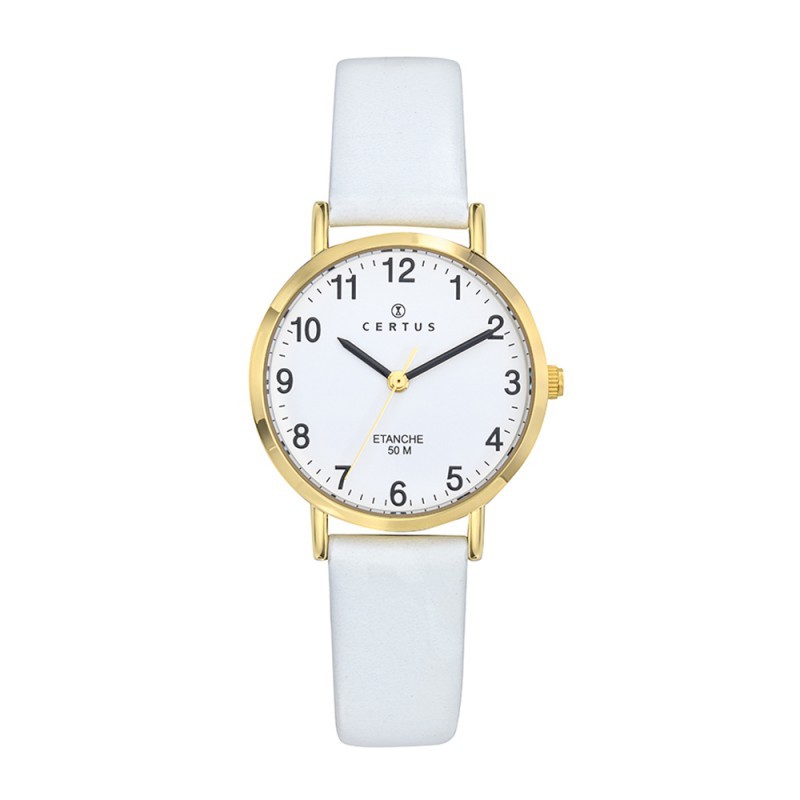 Montre analogique Certus bracelet cuir blanc