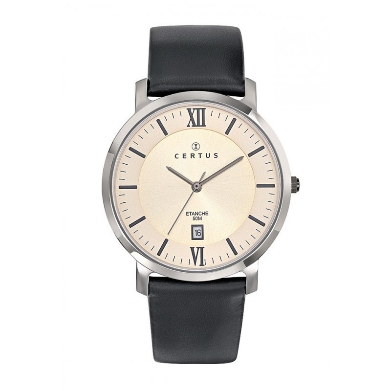 Montre analogique Certus bracelet cuir noir