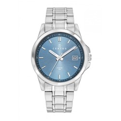 MONTRE CERTUS HOMME ACIER ARGENTÉ CADRAN BLEU