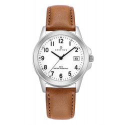 MONTRE CERTUS HOMME ACIER ARGENTÉ CUIR MARRON