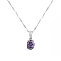 COLLIER FEMME GRIFFE ROUGE ELISABETH ARGENT 925/1000 ET OXYDE VIOLET