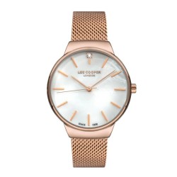 Montre Lee Cooper Femme Bracelet doré rose mailles milanaises