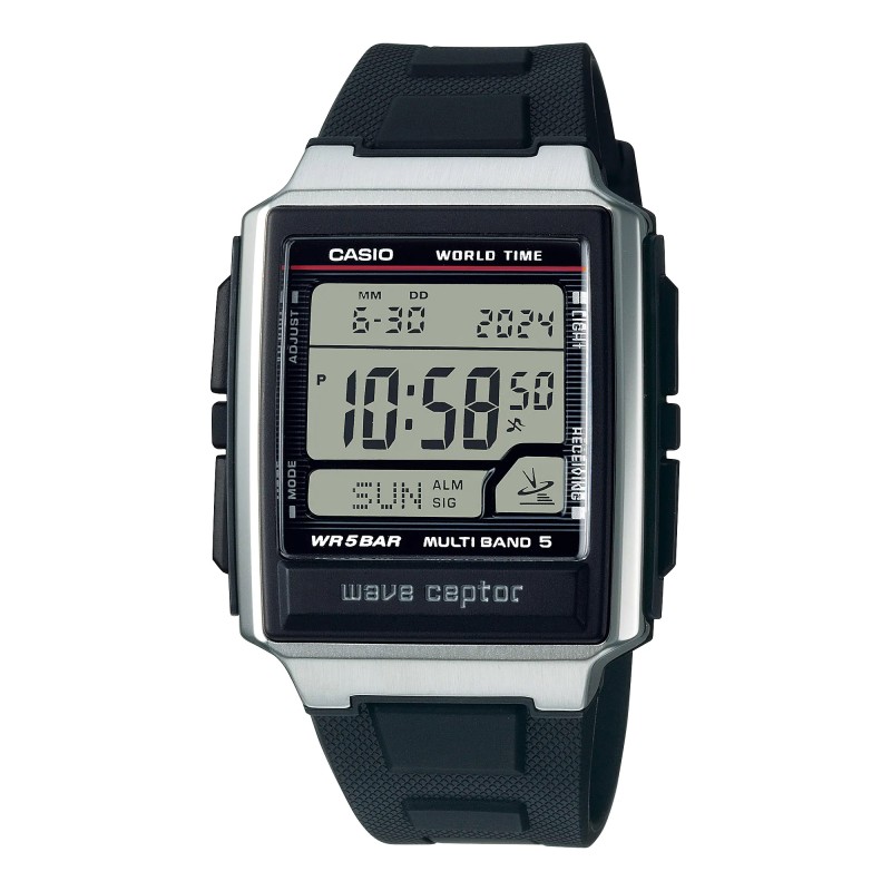Montre digitale Casio collection Wave ceptor bracelet résine noir