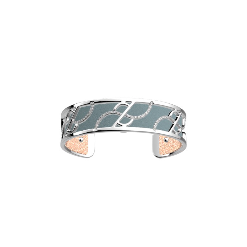 CUIR MANCHETTE LES GEORGETTES BLEU PASTEL / ROSE PAILLETES 14MM