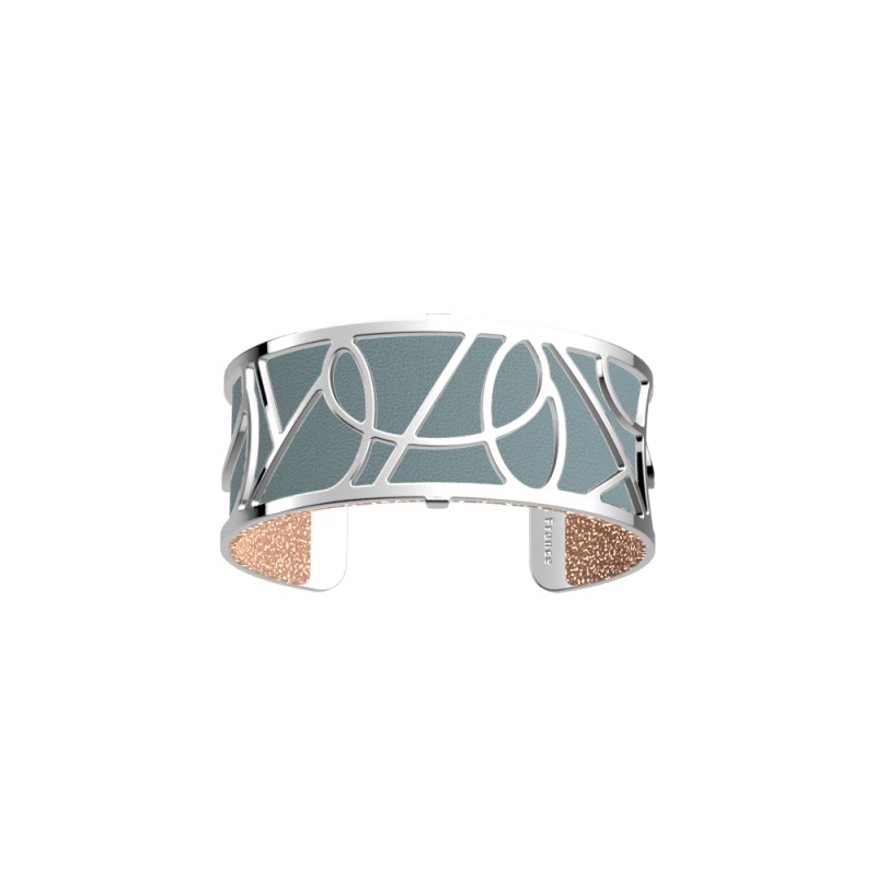 CUIR MANCHETTE LES GEORGETTES BLEU PASTEL / ROSE PAILLETEE 25MM