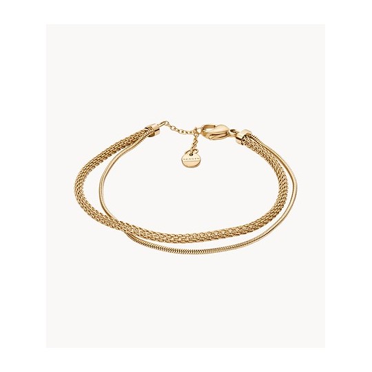 Bracelet Femme 3 Rangs En Acier Inoxydable Doré - Réglable, Style Jonc, Neuf Sans Emballage
