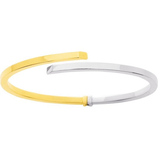 Bracelet Jonc Ouvert En Zirconium Plaqué Or 750/000 - Sans Nickel - Taille Rigide - Neuf Avec étiquettes