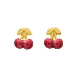 Boucles d'oreilles cerises or jaune 750/000