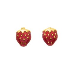 Boucles d'oreilles fraises or jaune 750/000