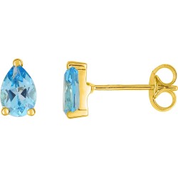 Boucles d'oreilles clous or jaune 750/000 et topaze