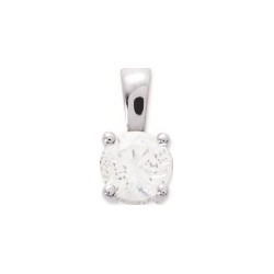 Pendentif Carador serti 4 griffes 5.5mm  en Or Blanc  375/000 et Oxydes de zirconium