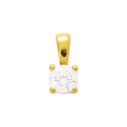 Pendentif Carador serti 4 griffes 4.75mm  en Or Jaune  375/000 et Oxydes de zirconium