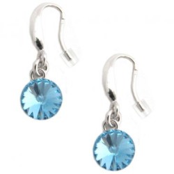 Boucles d'oreilles Femme Indicolite Argent 925/000 avec Cristal rond bleu