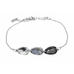 Bracelet Femme Indicolite Argent 925/000 avec 3 cristaux gouttes gris