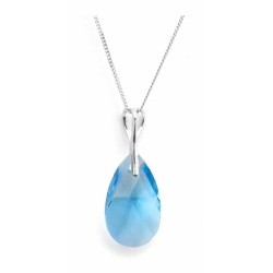 Collier Femme Indicolite Argent 925/000 avec Cristal goutte bleu Maille forçat