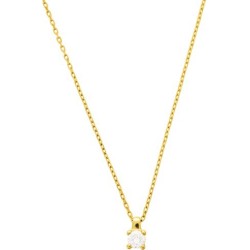 Collier Solitaire Carador en or jaune 375/000, oxyde de zirconium de 3mm serti 4 griffes